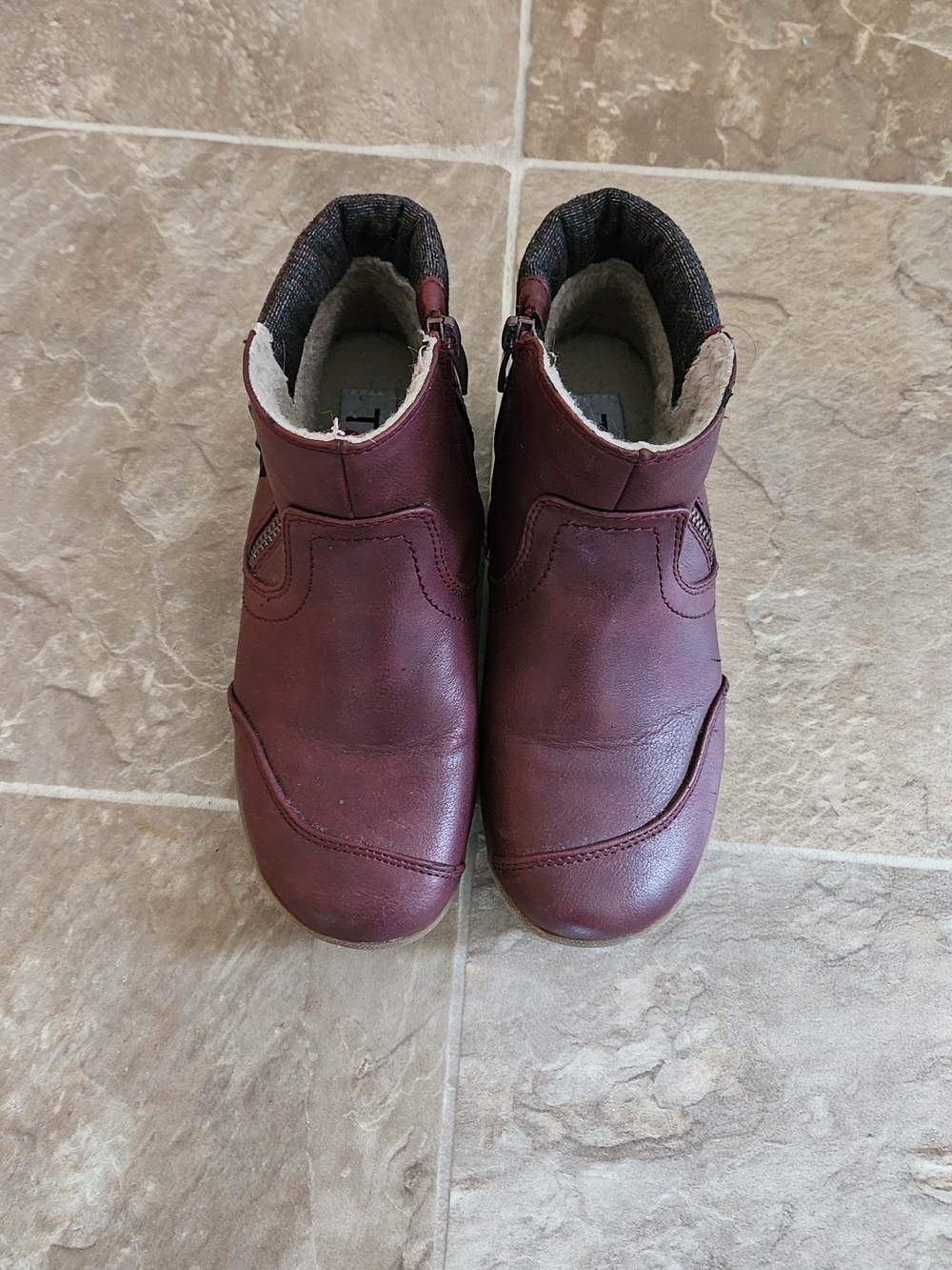 Woman's Burgundy Ankle Boots - Cozy Lined Children's Shoes